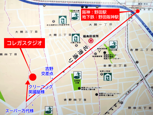 地図・マップ/大阪コレガスタジオ（コレガプロレス）