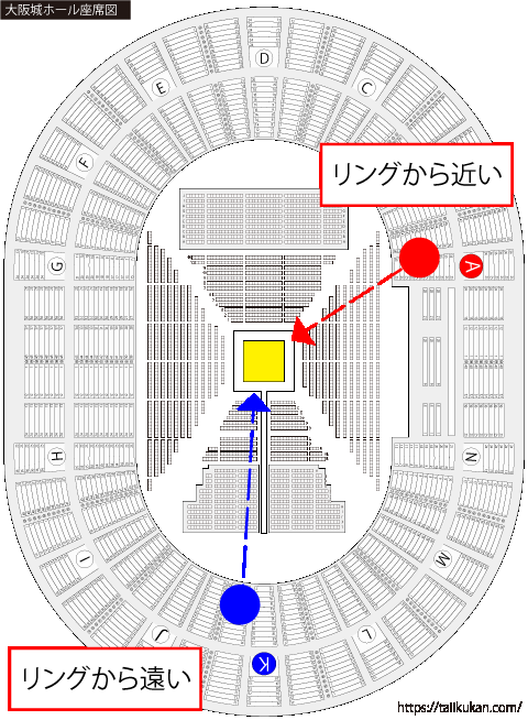 大阪城ホール座席図（プロレス）